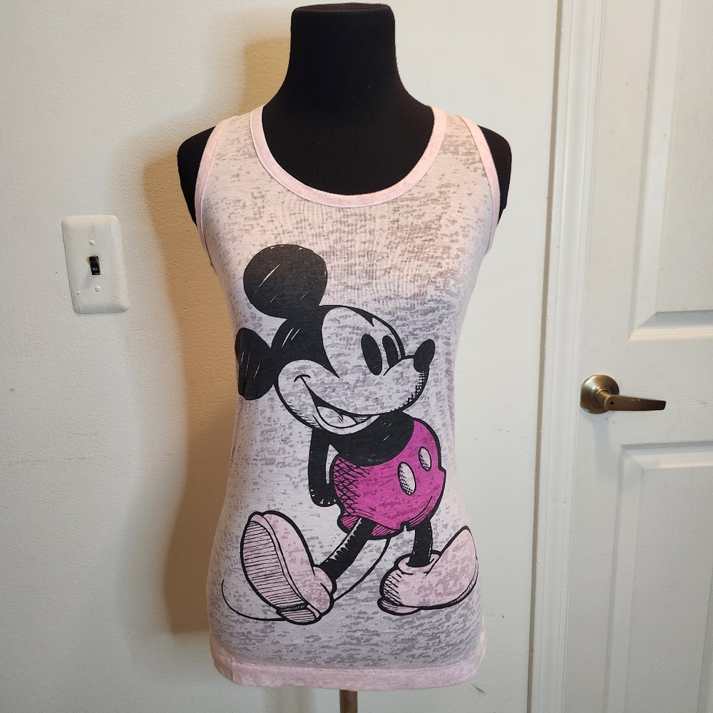 Disney Parks Light Pink XSmall Mickey Mouse Burnout Tank Top